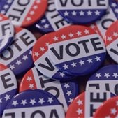 Red, white, and blue buttons reading “Vote”