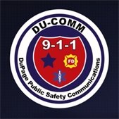 ducomm logo with dark blue background
