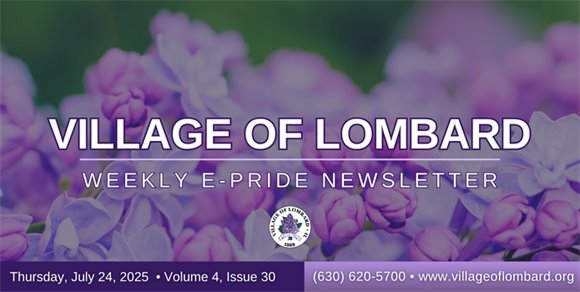 Village of Lombard E-News Header with purple lilacs in background 