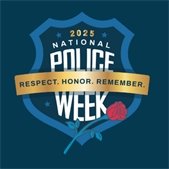 police week badge with red rose 