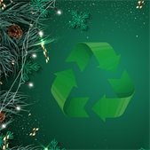 Green recycling symbol on a festive green background