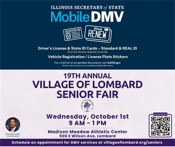 promotional graphic of DMV services at the Senior Fair 