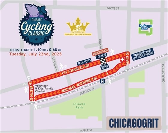 aerial map of the bike race route