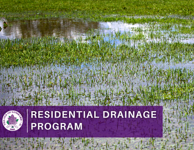 flooded green grass with text