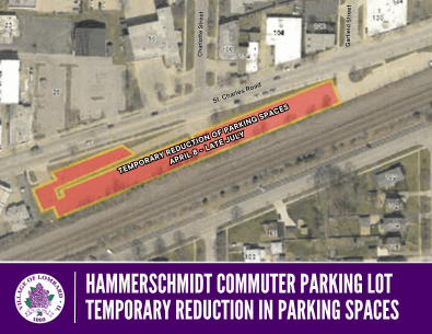 birds view of map depicting the reduction of hammerschmidt commuter parking lot spaces