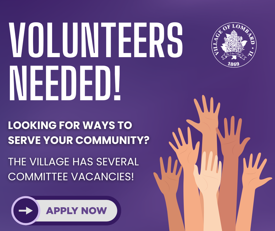 volunteers needed promotional graphic with purple background and multiple illustrated arms raised