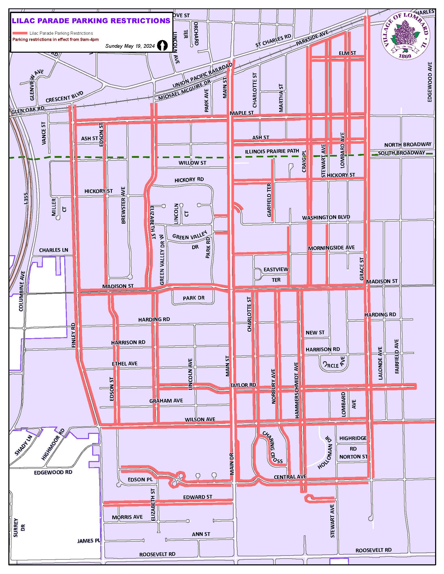 Lilac Parade Parking Restrictions map